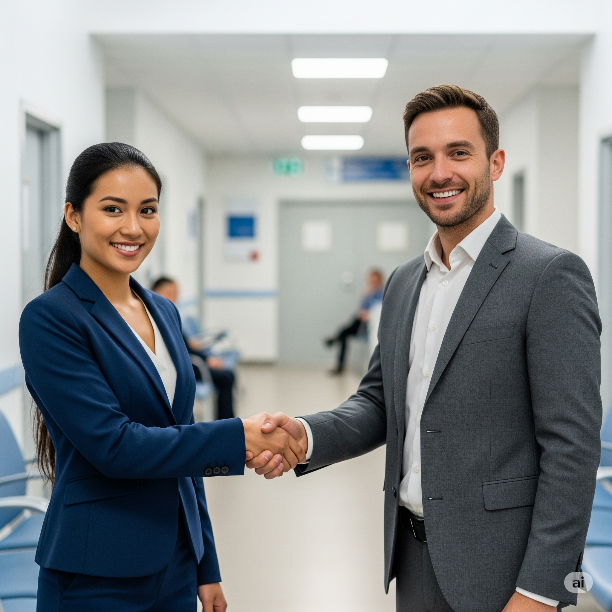 Pessoas se cumprimentando em um ambiente de negócios
